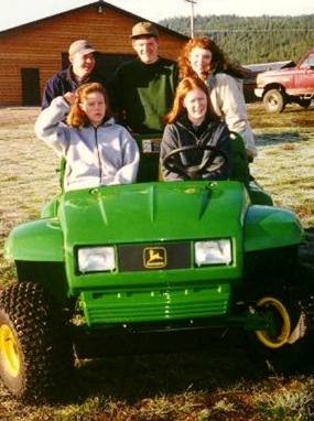 Merritt, William, and Gretchen in the back, with friends Brianna and Mary in the front, March 2000