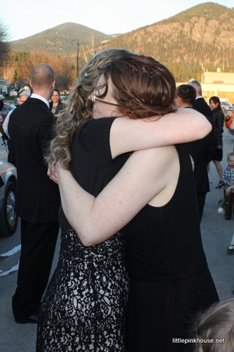 hugging Marlys goodbye, photo by my mom Sara