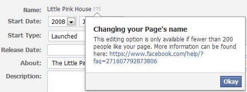 changing your page's name