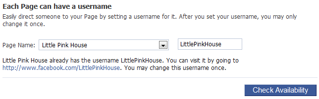 Facebook page username