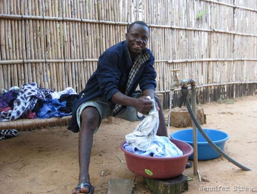 guard doing the laundry