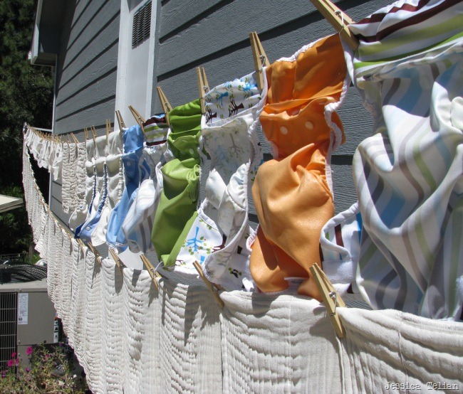 diapers on the line at Jessica's house