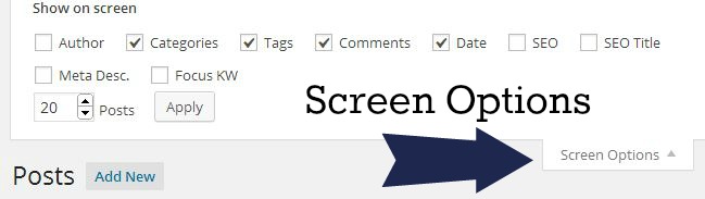 Screen Options