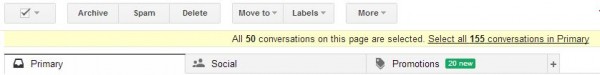 Select All Conversations in Gmail