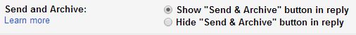 Gmail Settings for Send & Archive