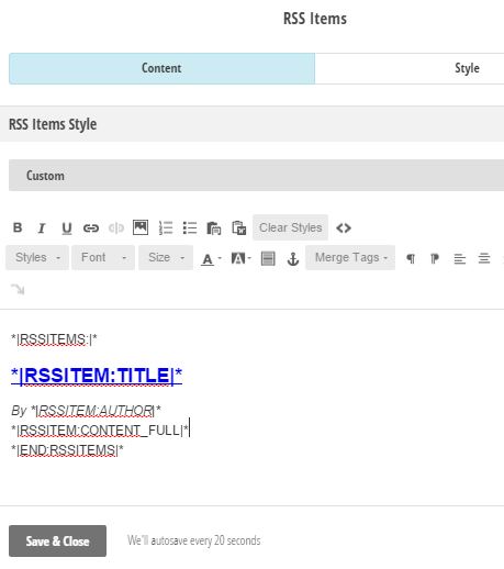 MailChimp Custom RSS Item Style