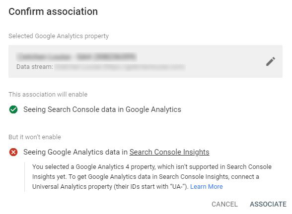 Confirm Association in Google Search Console