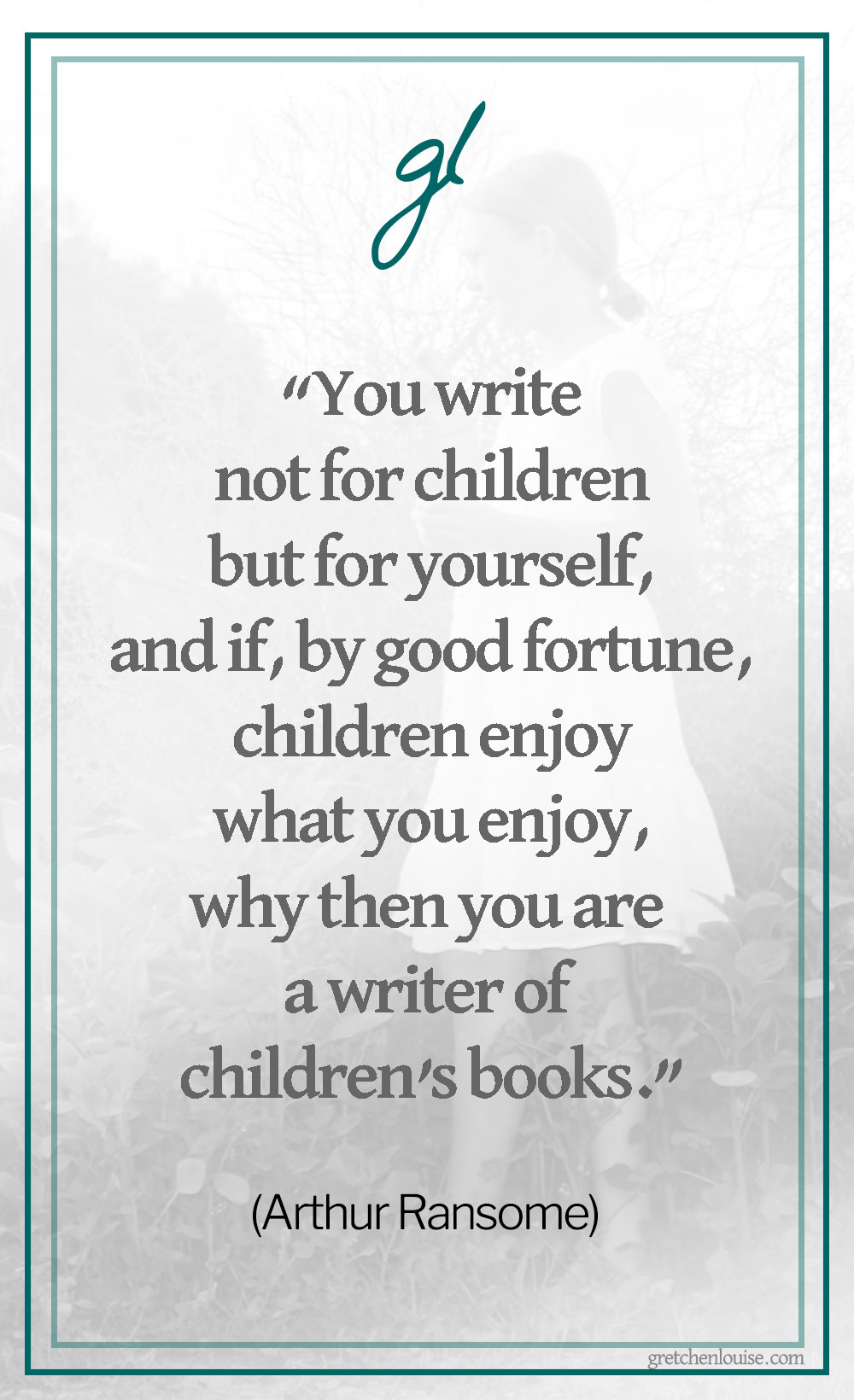 “You write not for children but for yourself, and if, by good fortune, children enjoy what you enjoy, why then you are a writer of children’s books... No special credit to you, but simply thumping good luck.” (Arthur Ransome in a 1937 letter to H.J.B. Woodfield, editor of The Junior Bookshelf, as quoted in Peter Hunt’s Understanding Children’s Literature)