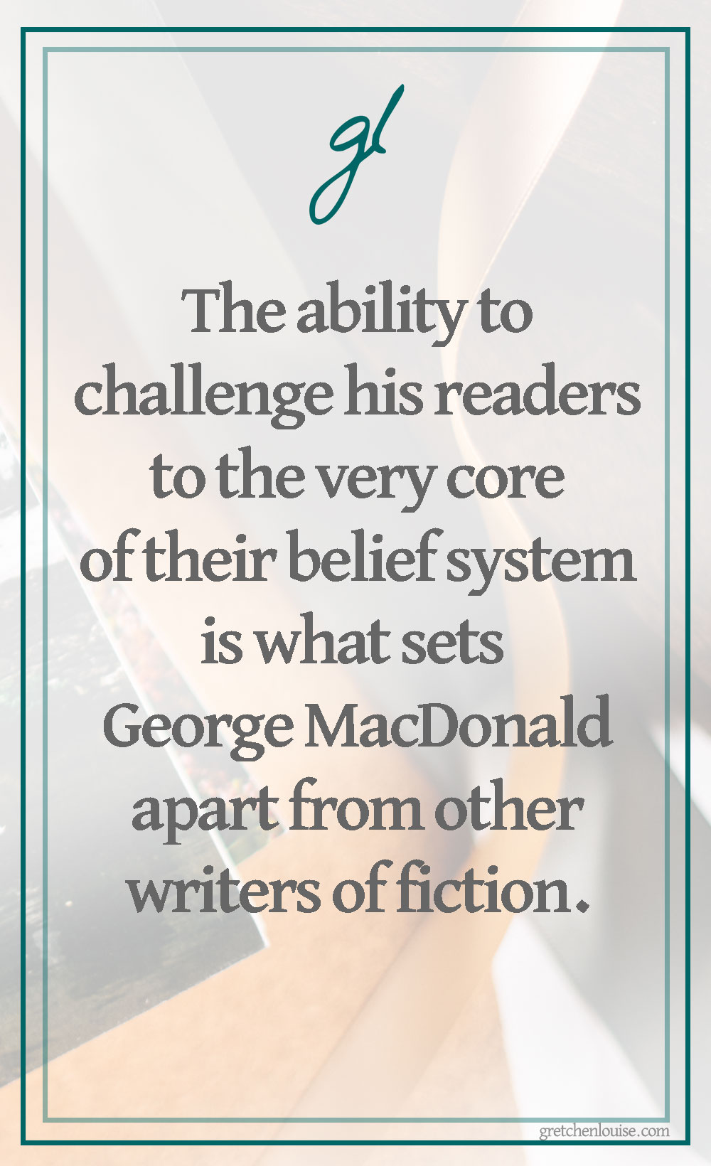 The ability to challenge his readers to the very core of their belief system is what sets MacDonald apart from other writers of fiction. Far from “fluff,” his stories are deep and thought provoking, begging for a response.