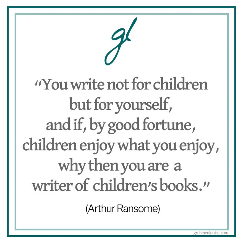 “You write not for children but for yourself, and if, by good fortune, children enjoy what you enjoy, why then you are a writer of children’s books... No special credit to you, but simply thumping good luck.” (Arthur Ransome in a 1937 letter to H.J.B. Woodfield, editor of The Junior Bookshelf, as quoted in Peter Hunt’s Understanding Children’s Literature)